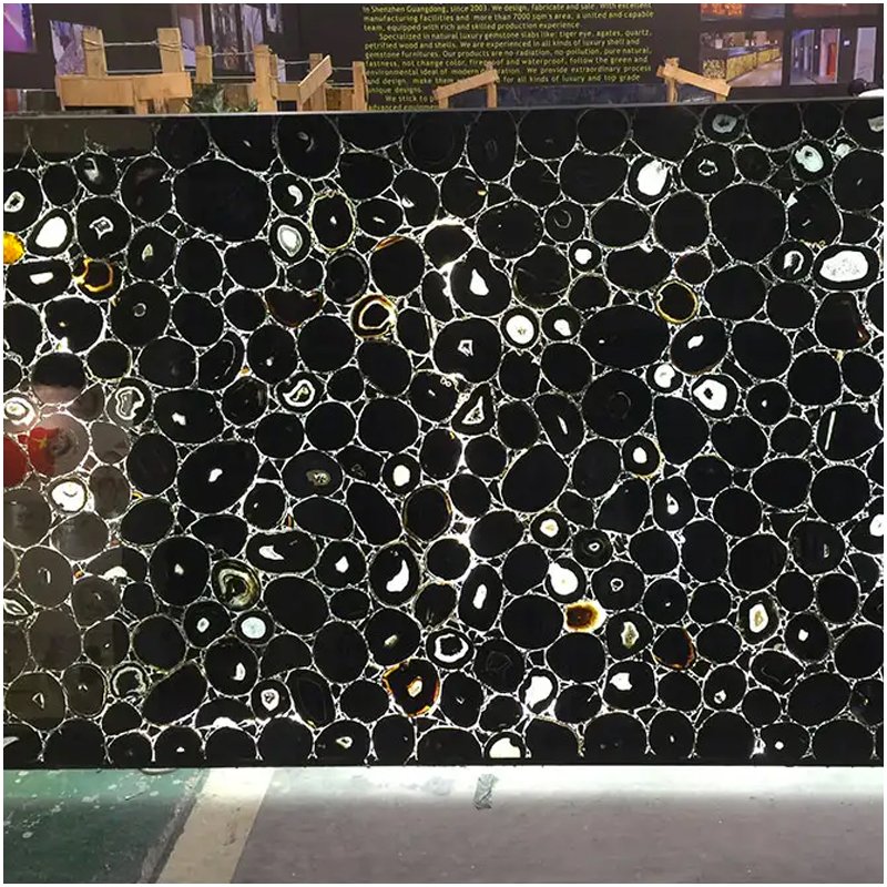 Backlit Black Agate Slab