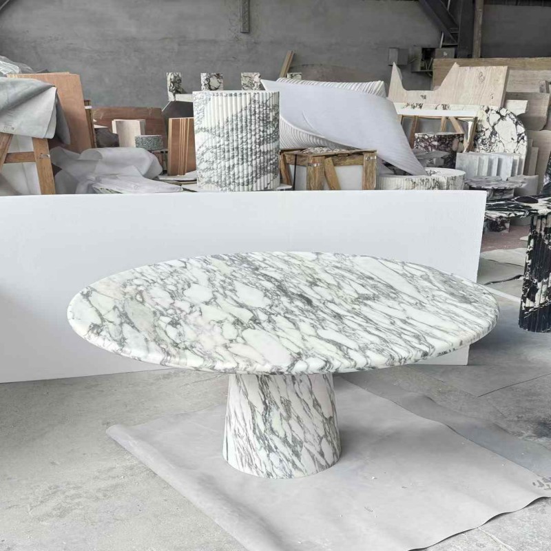arabescato white marble dinning table round table